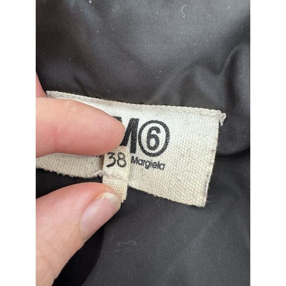 MM6 Maison Margiela Coat Sz 38 Long Puffer Down Duck Black Minimalist - Picture 9 of 16